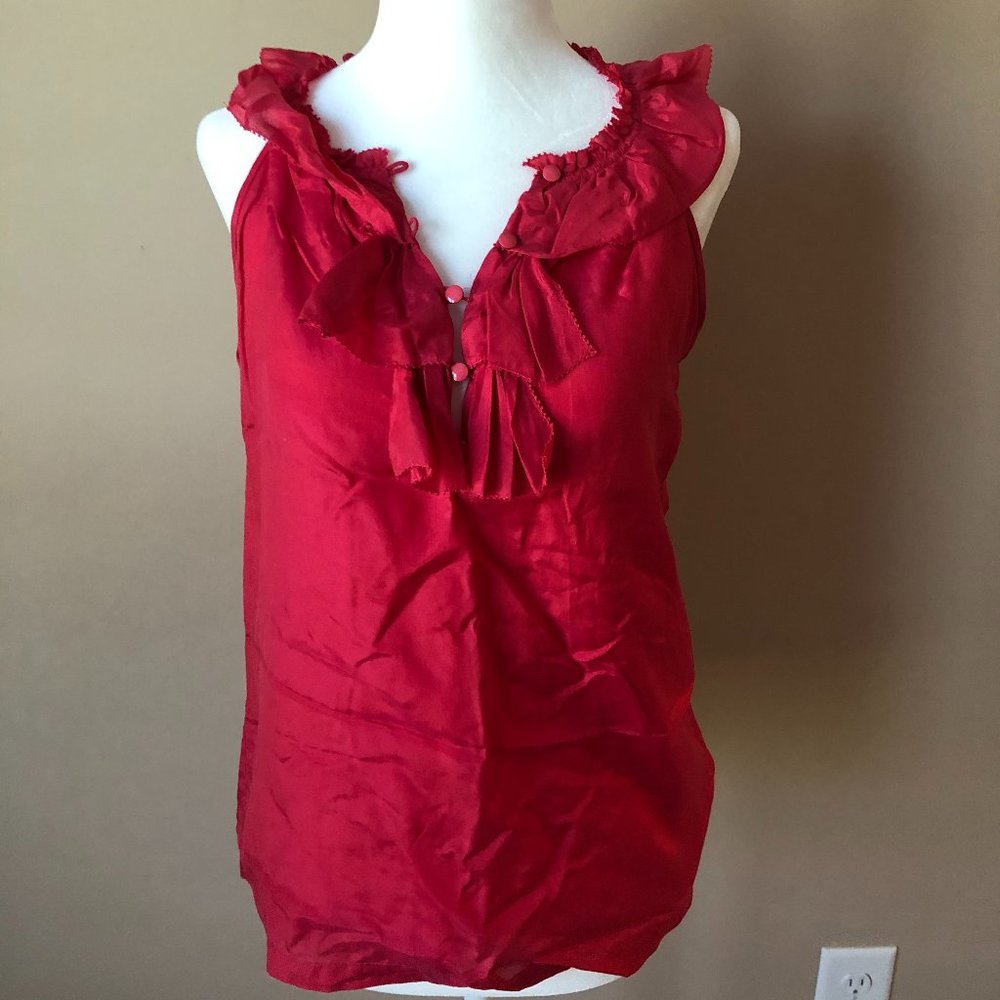 J Crew Ruffle Sleeveless Blouse Size XS